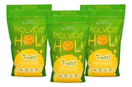 Polvos Holi Frutal Amarillo Vainilla Maxibolsa 650 G Paq 3pz