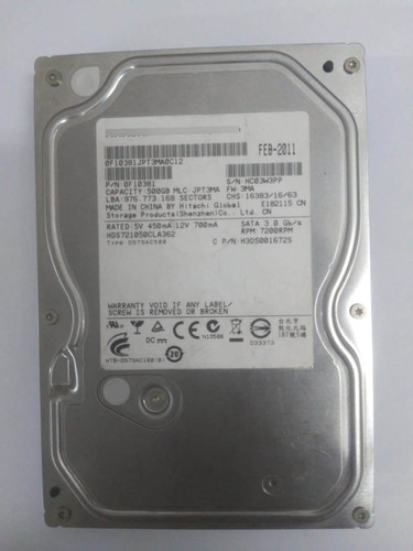  Disco Hdd Hitachi 500gb Hds721050cla