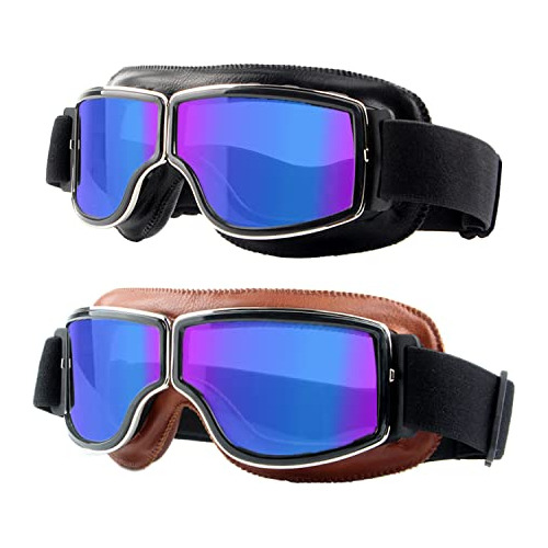 Gafas De Equitación, Paquete De 2 Gafas De Moto De Cue...