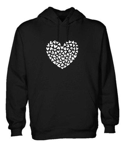 Sudadera Unisex Negra Diseño Corazones Print