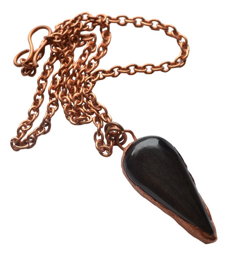 Collar Obsidiana Negra, Cadena Cobre, Regalo Papa, Cod1