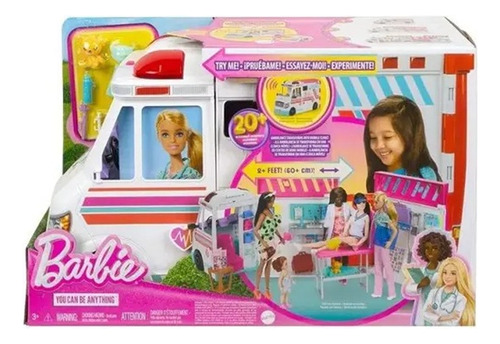 Barbie Ambulância E Clínica Médica 2 Em 1 Com Luz E Som