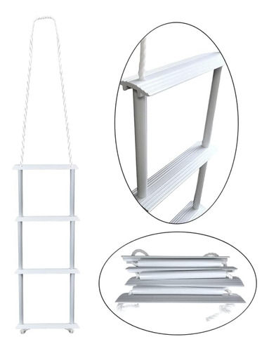 Escalera Plegable Blanca Del Pvc De La Cuerda Del Pe Del