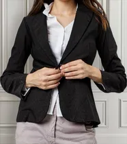 Comprar Blazer Saco Mujer Largo Elastizado Entallado Vestir Negro 