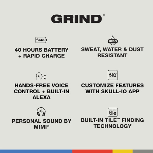 Skullcandy Grind Audífonos In-ear Inalámbricos 40hrs - Gris Gris