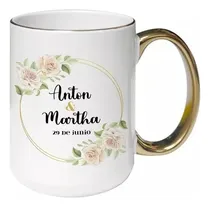 Comprar Taza Blanca Con Fondo Y Asa De Color Dorado O Plata