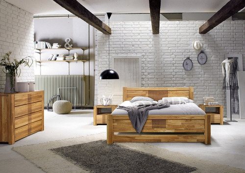 Cama Doble De Madera Maciza 100% Roble Ref: Maciza45