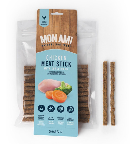 Snack Saludable Stick Chicken Meat Mon Ami 200gr Pollo