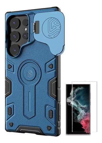 Para Samsung S24 Ultra - Case Nillkin Armor Azul + Vidrio