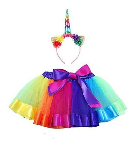 Maticr Kids Rainbow Tulle Tutu Pajarita Falda Y Unicorn Flow