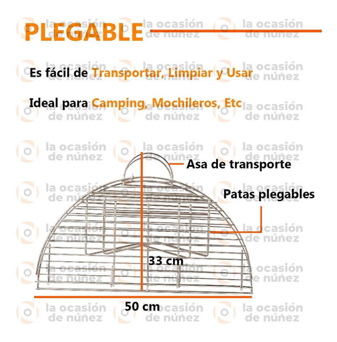 Imagen 3 de 7 de Parrilla Plegable Portatil Cromada Camping Asado