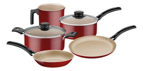 Juego Bateria de Cocina Tramontina Turim 7 Piezas Color Rojo 20297/784