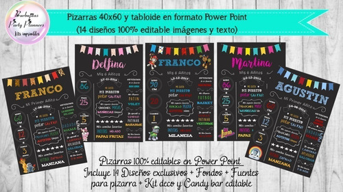Kit Pizarras 100% Editable Fuentes Y Kit Deco Y Candy Bar