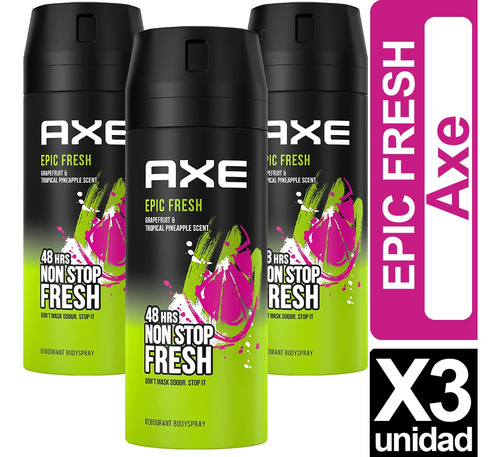 Desodorante Axe Epic Fresh X3 Unid