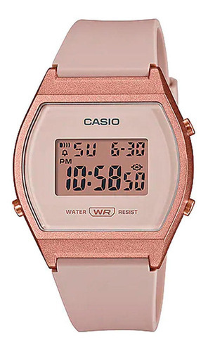 Reloj Casio Lw-204-4a Resina Digital Dama Rosa Nude Beige