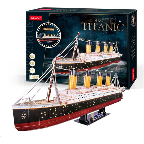 Imagen 1 de 1 de Titanic - Led - Puzzle 3d - 266 Piezas - Cubicfun