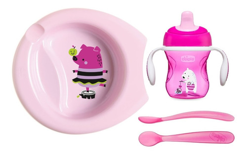 Combo Bebe Plato Vaso Chicco Cubiertos Regalo! Babymovil