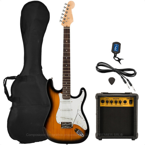 Combo Guitarra Electrica Rock + Amplificador 15w Accesorios