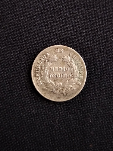 Moneda Chile Medio Décimo 1879 Plata. J
