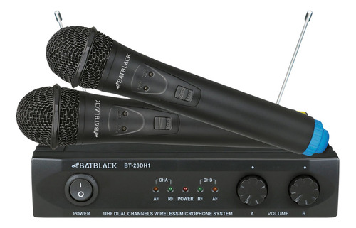 Micrófono Inalámbrico Dual Uhf Bt-26dh1 Batblack