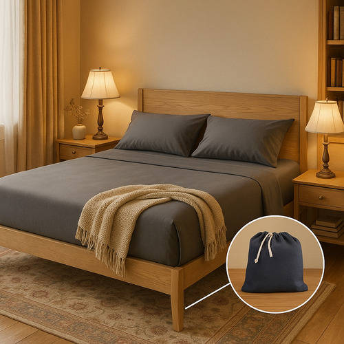 Sábana De Cajón Ajustable + Fundas De Almohada King Suave Gris Liso