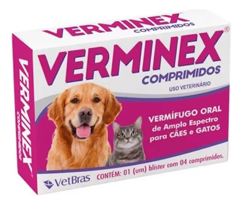Verminex Cães E Gatos Vermífugo Caixa Com 4 Comprimidos