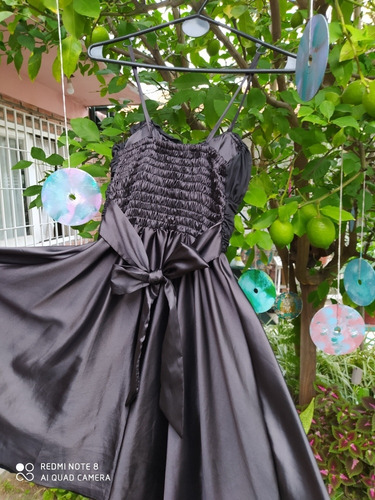 Vestido Raso. Fiesta. Talle 1. Color Negro