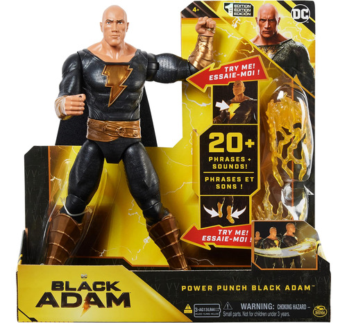 Dc Comics, Power Punch Black Adam Figura Acción 12 Pulgadas,