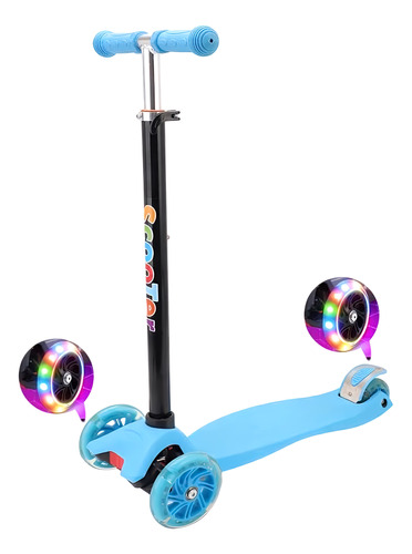 Patinete  4 Rodas Luzes Led  Infantil Até 70kg Regulável  