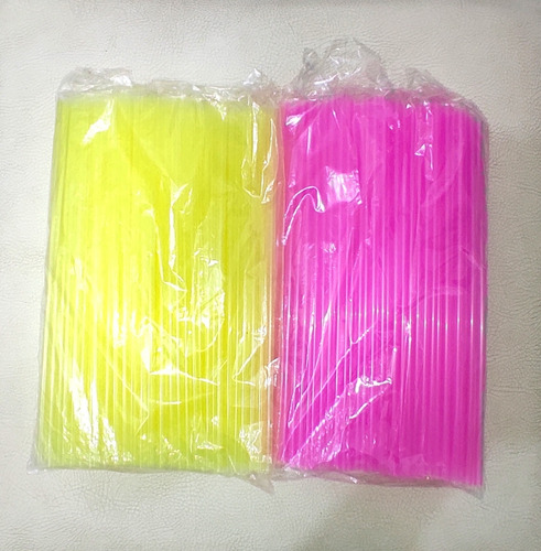 Pitillos Plástico Desechables 6 Paquetes Fucsia Amarillo 