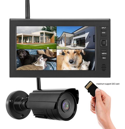 Sistema De Monitor Inalámbrico Wifi De 4 Canales Lcd De 7 Pu