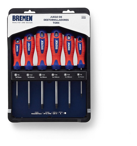 Set Juego Destornilladores Bremen 6pz Torx Profesional 4558