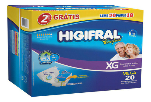 Fraldas para adultos descartáveis Higifral  Confort Mega Extra grande