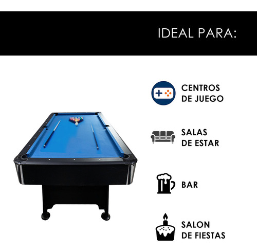 Mesa de Billar Arizone Pack0335 Mediana Profesional con Accesorios 2.1 X 1.2m Azul