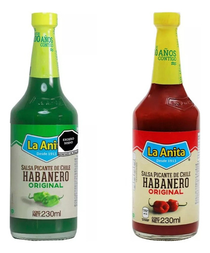 Set 2 Aji Salsa Habanero La Anita 230ml Lo Mejor De Mexico