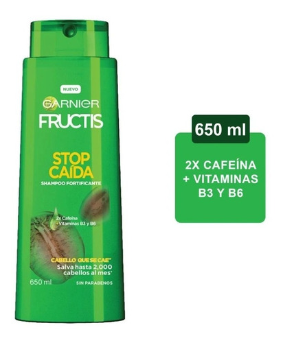 Shampoo Garnier Fructis Stop Caída Cafeína + Vitaminas 650ml