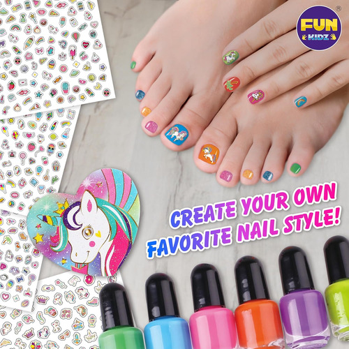 Toy Unicorn Nail Art Para Niñas De 7 A 12 Años, Funkidz Tama