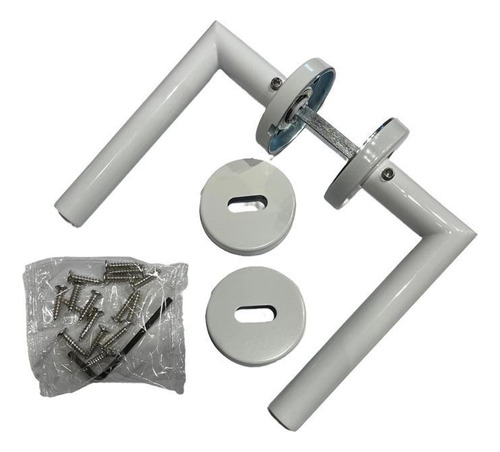 Manija Blanca Recta Acero Inoxidable Doble Balancin Puerta