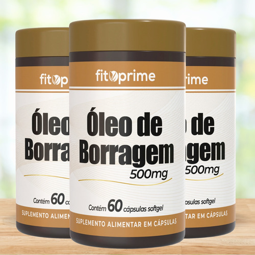 Kit 3x Óleo De Borragem 500mg Com 60 Cápsulas Fitoprime