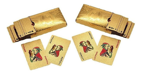 Cartas Poker Doradas Naipes Mazo Baraja Impermeable Oro X2un