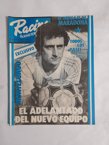 Revista Racing 278 Montelongo,mensaje De Maradona Año 1986