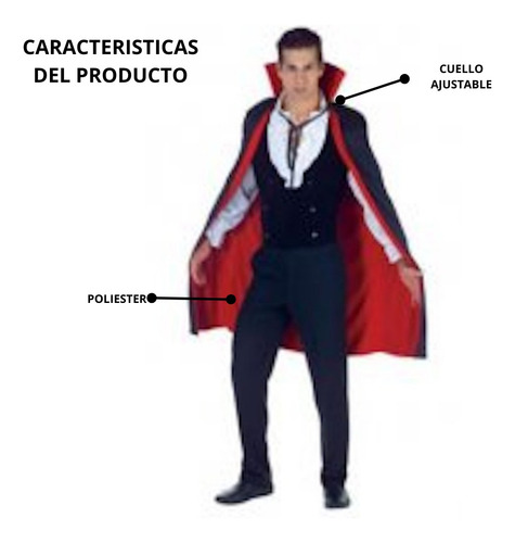 Disfraz Capa De Vampiro Adulto Con Accesorios