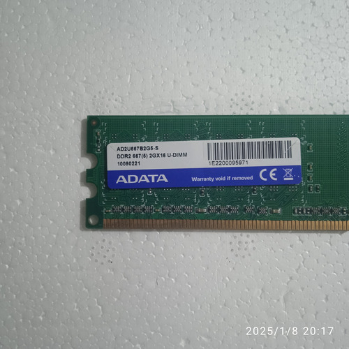 Memoria Ram Adata 2 Gb Ddr2 -667 Pc2-5300 Ad2u667b2g5-s (Usado)
