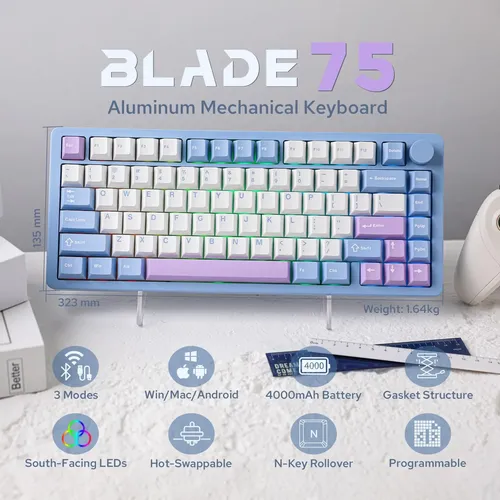 Mechanical Gaming Keyboard Mechlands Blade75 Wireless Blue