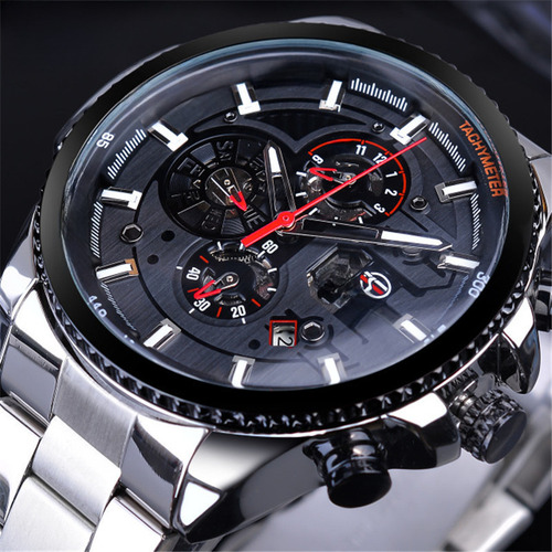Reloj Forsining Plata, Negro Interior, Blanco Exterior