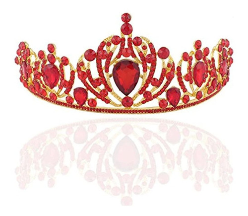 Frcolor Tiara Roja Corona De Diamantes De Imitacion, Certam
