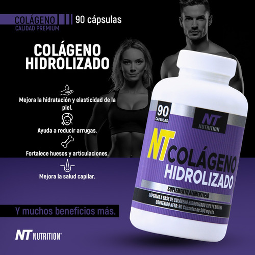Nt Nutrition Colágeno Hidrolizado Y Biotina 3 Frasco 90 Cap Sabor natura