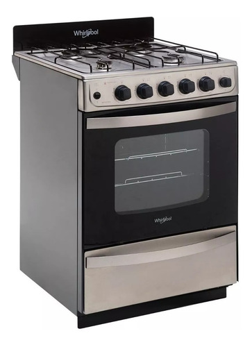 Imagen 2 de 6 de Cocina A Gas Whirlpool 4 Hornallas 55 Cm Wfx57dw Inox