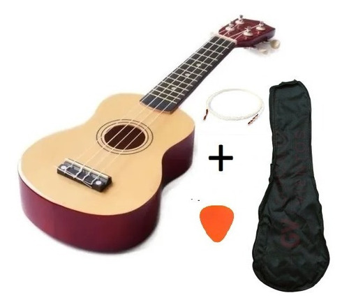 Ukelele Soprano Leonard + Funda + Puas - Color Natural 