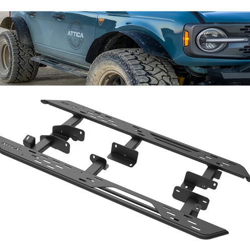 Para Ford Bronco Side Step Puerta Solamente Negro Polvo